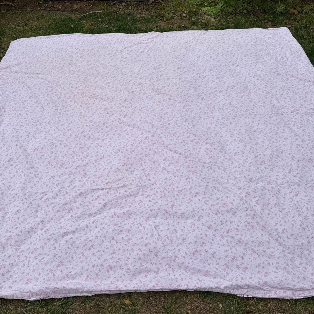 Simply Shabby Chic Blush Bouquet Reversible King Duvet Cover Pink Rose HTF FLAWS